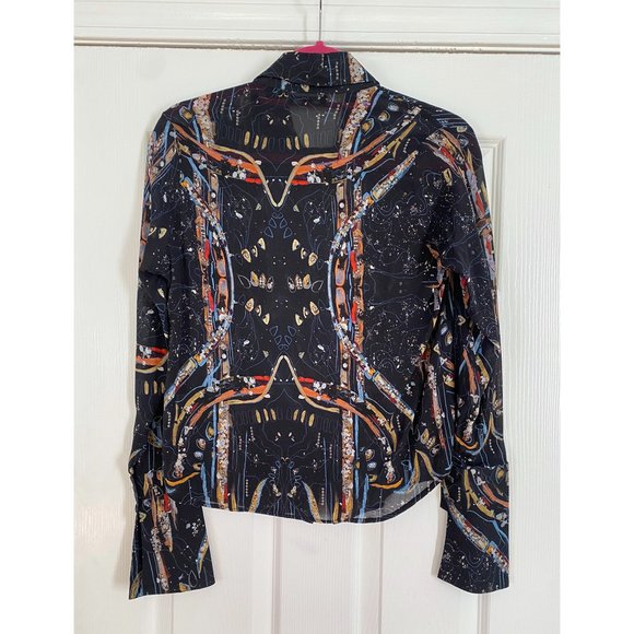 HILDUR YEOMAN BLACK PRINTED BUTTON DOWN SHIRT - Picture 5 of 5